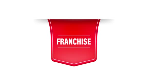 Franchise red label for marketing advertising design. Motion graphics. — Stock Video