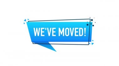 Mavi afişi beyaz arka planda 3 boyutlu olarak taşıdık. Hareket grafikleri.