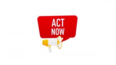 Erkek el megafonuyla konuşma baloncuğu yapıyor. Hareket grafikleri.