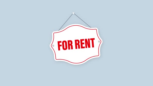 For rent sign. Motion graphics. Design element. — Stock Video