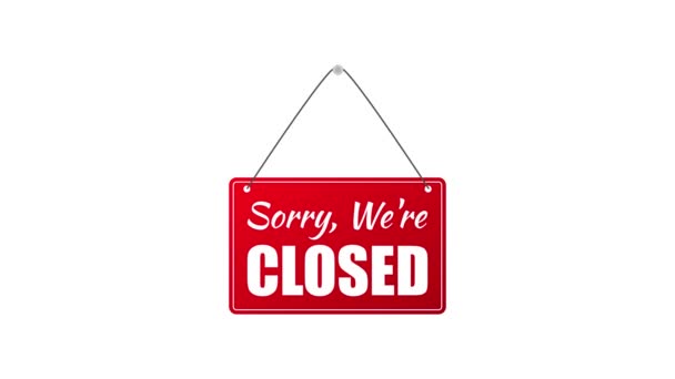 Sorry we are closed Sign. Motion graphics. — Stock Video