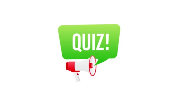 Megafono a mano con Quiz. Grafica del movimento. — Video Stock