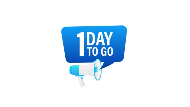 Loudspeaker. Male hand holding megaphone with 1 days to go. Banner for business, marketing and advertising. Motion graphics. — Stock Video