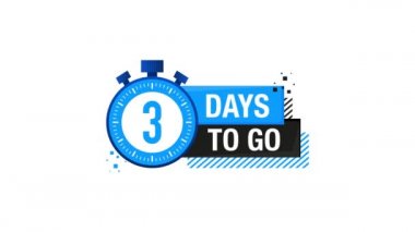 3 Gün Kala Zaman Etiketi, mavi amblem pankartı. Hareket grafikleri.