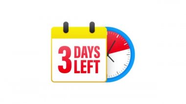 3 Gün Kala Zaman Etiketi, mavi amblem pankartı. Hareket grafikleri.