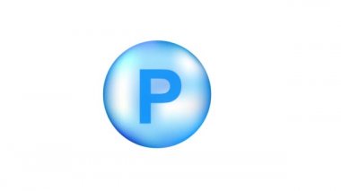 P minerali mavi hap kapsülü beyaz arka planda izole edilmiş. Hareket grafikleri.