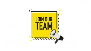 Takımımızın megafon sarı pankartına beyaz arka planda 3 boyutlu olarak katılın. Hareket grafikleri.