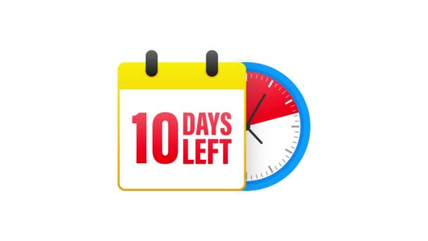 10 Days To Go Timer Label, blaues Emblem Banner. Bewegungsgrafik. — Stockvideo