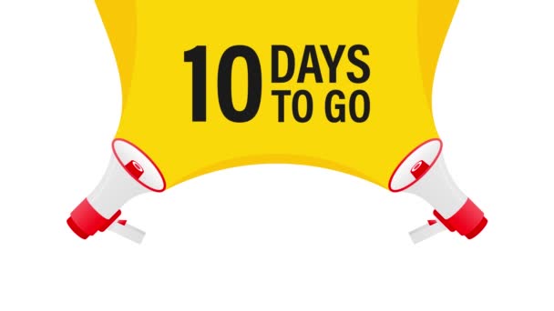 Loudspeaker. Megaphone with 10 days to go. Banner for business, marketing and advertising. Motion graphics. — Stock Video