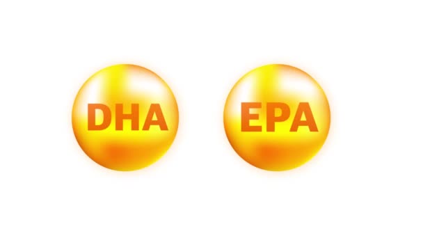 新鱼油营养品epa和dha对健康有益。运动图形. — 图库视频影像