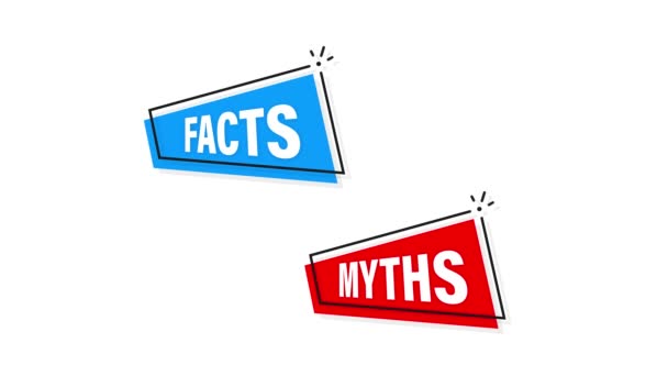 Fakten und Mythen sprudeln isoliert auf weißem Hintergrund. Symbol, Logoabbildung. Markieren Sie Symboldesign. Bewegungsgrafik. — Stockvideo