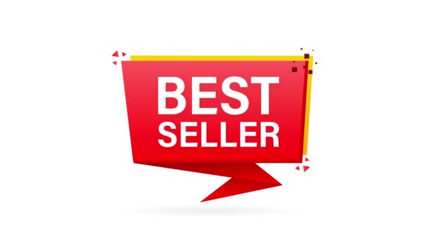 Nejlepší prodejce červená stuha na bílém pozadí. Pohybová grafika. — Stock video