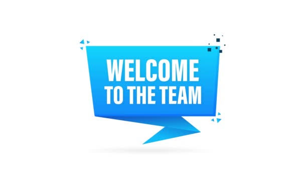 Willkommen im Team-Megafon blaues Banner im 3D-Stil auf weißem Hintergrund. Bewegungsgrafik. — Stockvideo