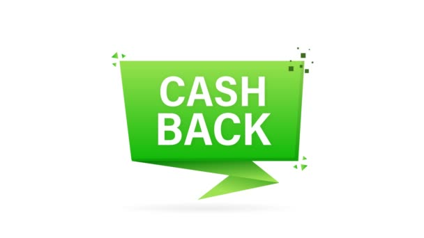 Cashback koncept logotyp. Cash back grön banner på vit bakgrund. Rörlig grafik. — Stockvideo
