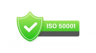 ISO 50001 standart sertifika rozeti - Enerji yönetimi. Hareket grafikleri.