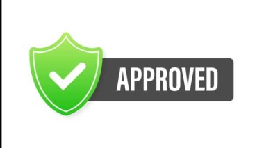 onaylandı. Damga. Kırmızı yuvarlak grunge işareti. Hareket grafikleri.