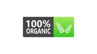 Organik kalkan işareti, gmo simgesi yok. Hareket grafikleri.