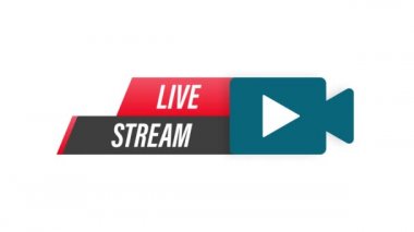 Canlı yayın logosu - haber ve televizyon ya da çevrimiçi yayın için çalma düğmesi olan kırmızı tasarım ögesi. Hareket grafikleri.