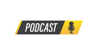 Podcast. Rozet, simge, pul, logo. Hareket grafikleri.
