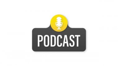 Podcast. Rozet, simge, pul, logo. Hareket grafikleri.