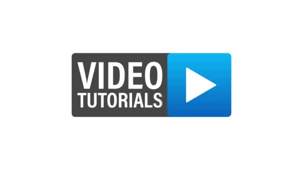 Ícone de vídeo tutorial no fundo branco. Gráficos de movimento. — Vídeo de Stock