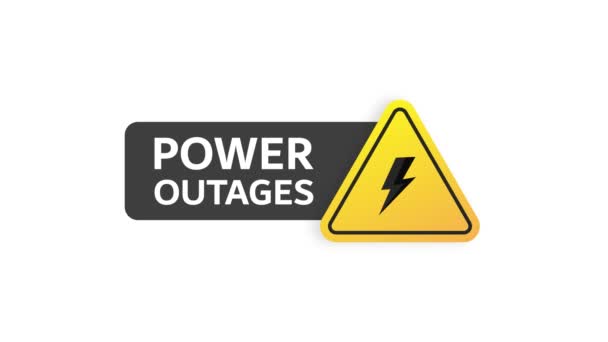 Power outage symbol. Electricity symbol on yellow caution triangle with text power outages. Motion graphics. — Stock Video