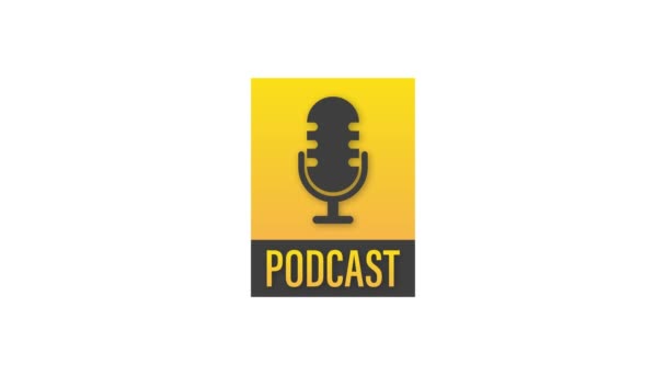 Podcast. Rozet, simge, pul, logo. Hareket grafikleri. — Stok video