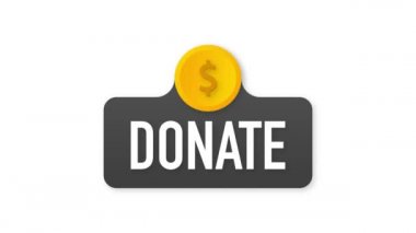 Bağış ve Yardım. Para bağışı konsepti. Para kutusunda altın para fonu. Hareket grafikleri.