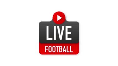 Canlı yayın Simgesi, Rozet, Yayın ya da çevrimiçi futbol akışı için düğme. materyal, düz, tasarım tarzı. Hareket grafikleri.