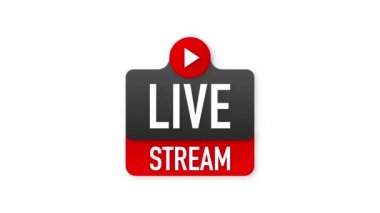 Canlı yayın logosu - haber ve televizyon ya da çevrimiçi yayın için çalma düğmesi olan kırmızı tasarım ögesi. Hareket grafikleri.