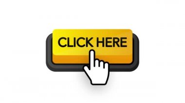 Web pazarlama tasarımı için beyaz arkaplan üzerinde sarı tıklanan simge. Düz tabaka. Sosyal medya elemanı. Beyaz arka plan. Hareket grafikleri.