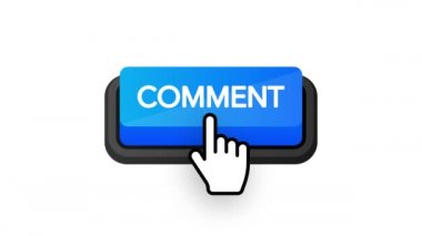 Web pazarlama tasarımı için beyaz arkaplan üzerinde mavi yorumu olan simge. Düz tabaka. Sosyal medya elemanı. Beyaz arka plan. Hareket grafikleri.