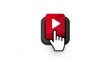 Video simgesi çal, beyaz arkaplanda kırmızı düğme işareti. Hareket grafikleri.