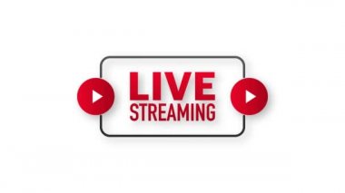 Canlı yayın logosu - haber ve televizyon ya da çevrimiçi yayın için çalma düğmesi olan kırmızı tasarım ögesi. Hareket grafikleri.