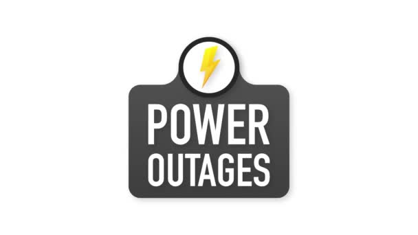 Power outage symbol. Electricity symbol on yellow caution triangle with text. Motion graphics. — Stock Video