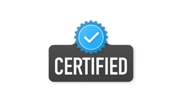 Goedgekeurd gecertificeerd icoon. Gecertificeerd zegel pictogram. Bewegingsgrafiek. — Stockvideo