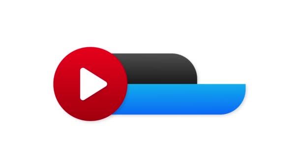 Live streaming logo - rood design element met play knop voor nieuws en TV of online uitzendingen. Bewegingsgrafiek. — Stockvideo