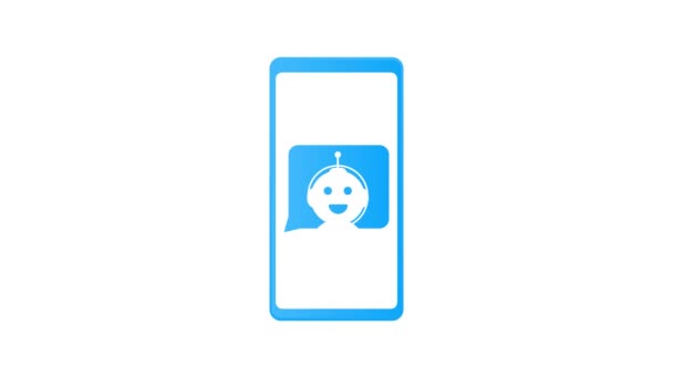 Concepto de icono Chatbot, bot de chat o chatterbot. Robot Virtual Assistance of Website or Mobile Applications (en inglés). Gráficos en movimiento. — Vídeo de stock