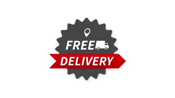 Free delivery service badge. Free delivery order with car on white background. Motion graphics. — Stock Video