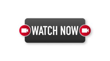 Şimdi beyaz arka planda düz stil pankartı izleyin. Video oynat. Web medyası. Çevrimiçi çeviri. Hareket grafikleri.