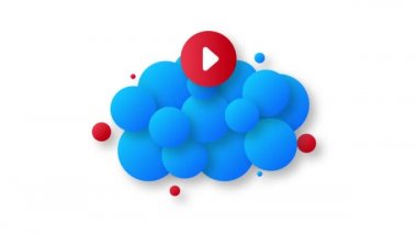 Video Tutorials Bubble Banner, mavi amblem etiketi. Hareket grafikleri.