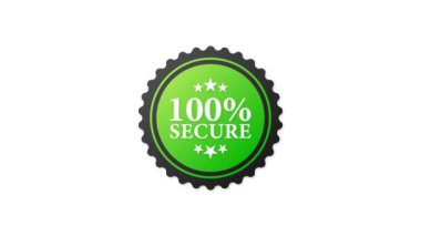 100 güvenli grunge damgası. Ticaret sitesi rozeti ya da düğmesi. Hareket grafikleri.