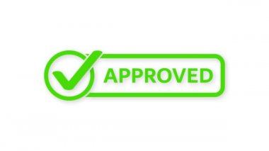 onaylandı. Damga. Kırmızı yuvarlak grunge işareti. Hareket grafikleri.