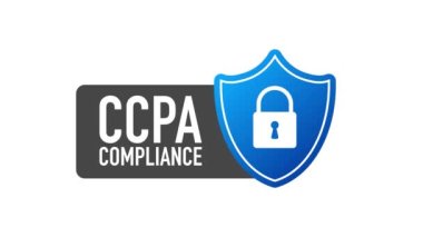 CCPA beyaz arka planda düz mavi güvenlik etiketini onaylıyor. Hareket grafikleri.