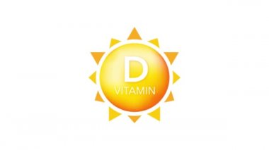 Gri arka planda gerçekçi bir düşüş gösteren D vitamini. Vitamin parçacıkları ortada. Hareket grafikleri.