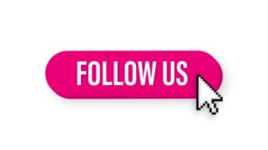 Beyaz arka planda 3 boyutlu megafon pembe pankartımızı takip edin. Hareket grafikleri.