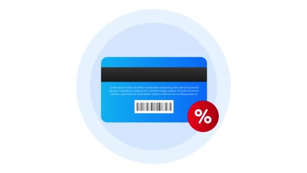 Discount Blue Card für den Kauf auf weißem Hintergrund. Bewegungsgrafik. — Stockvideo