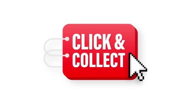 Click collect for marketing design. illustration. Store label. Click button. Motion graphics. — Stock Video