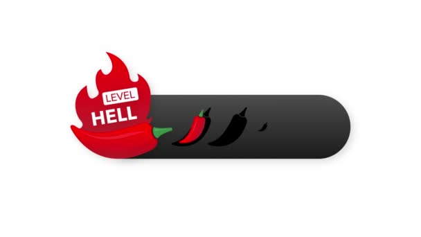 Varmpeppar styrka skala indikator med helvetet position. Chilli-nivå. Rörlig grafik. — Stockvideo