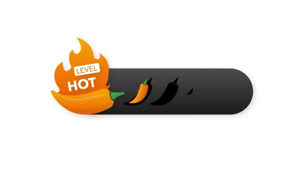 Hot pepper strength scale indicator with hot position. Chilli level. Motion graphics. — Stock Video